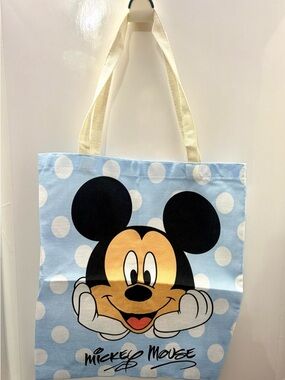 Mickey Mouse Polka Dot Tote Bag - Light Blue & Black